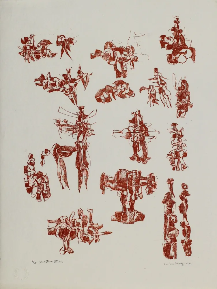 石版画 Hadzi - Sculpture Studies V