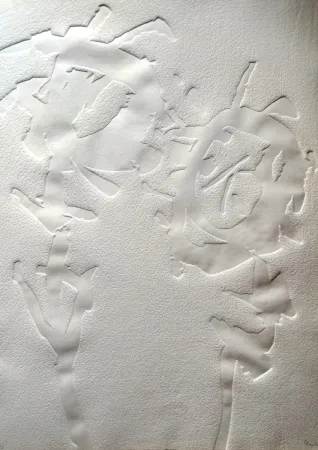 凸版印刷 Hajdu - Etienne HAJDU - Flowers 2 - Hand-signed Relief, 1970 - Gaufrage original signée
