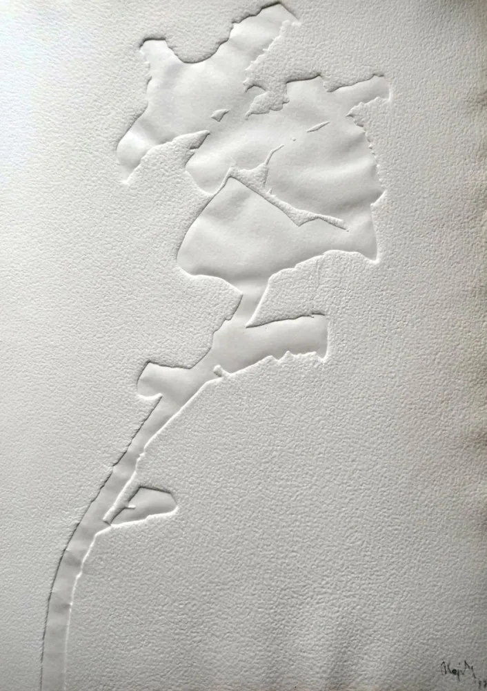 凸版印刷 Hajdu - Flowers 1 - Hand signed Relief, 1970 - Gaufrage original signée      