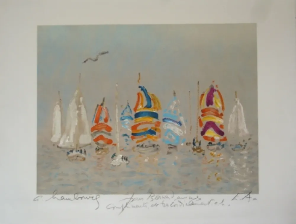 石版画 Hambourg - Plage Trouville