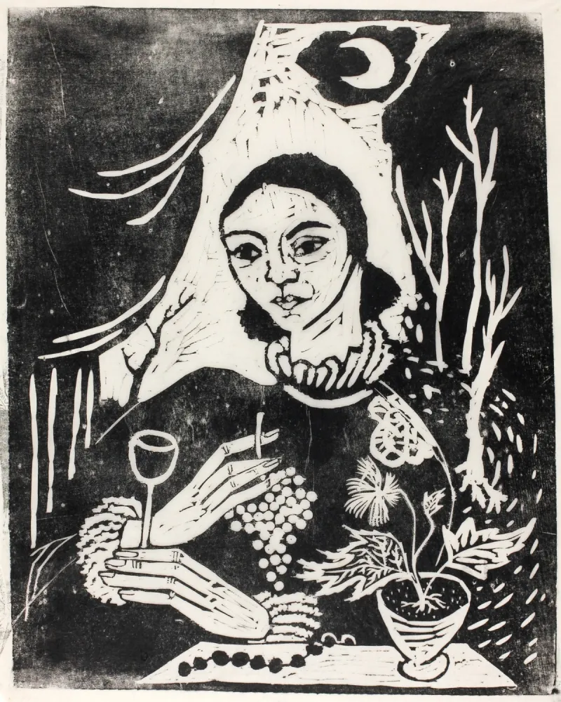 木刻 Hamerschlag - Selbstporträt (Selbstbildnis mit Zigarette)