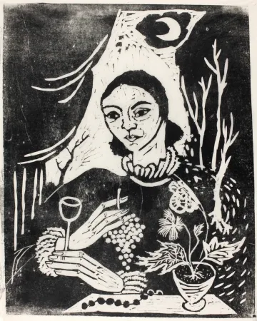 木刻 Hamerschlag - Selbstporträt (Selbstbildnis mit Zigarette)