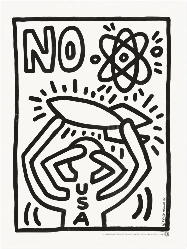 丝网印刷 Haring - Anti Missile Demo Poster