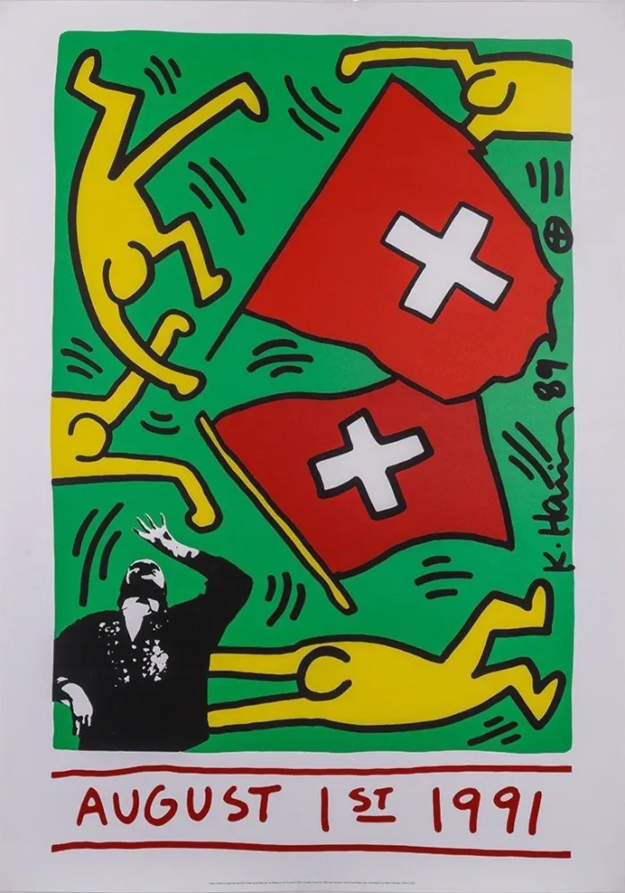 丝网印刷 Haring - August 1 1991 (Switzerland 700 years), 1991 - Very large!