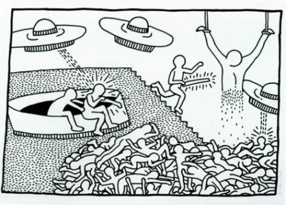 石版画 Haring - Blueprint Drawing #2