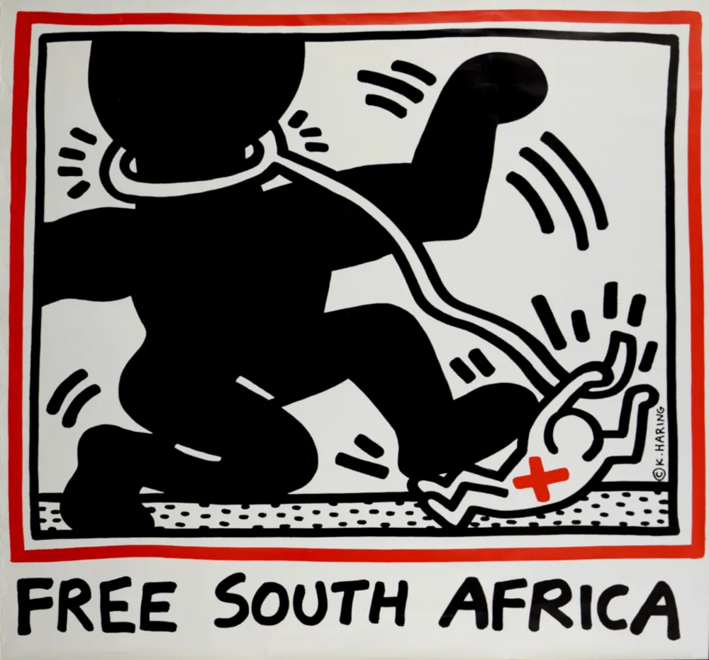 石版画 Haring - Free South Africa, 1985 -  Large poster!