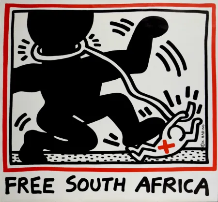 石版画 Haring - Free South Africa, 1985 -  Large poster!