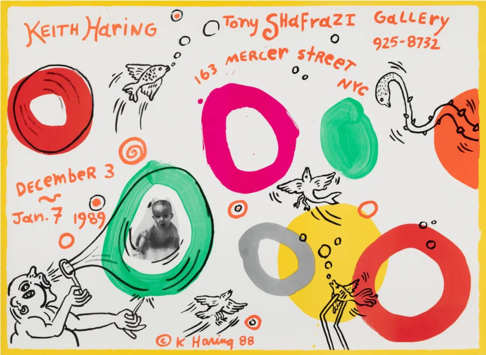 石版画 Haring - Galerie Tony Shafrazi, exhibition poster, 1988