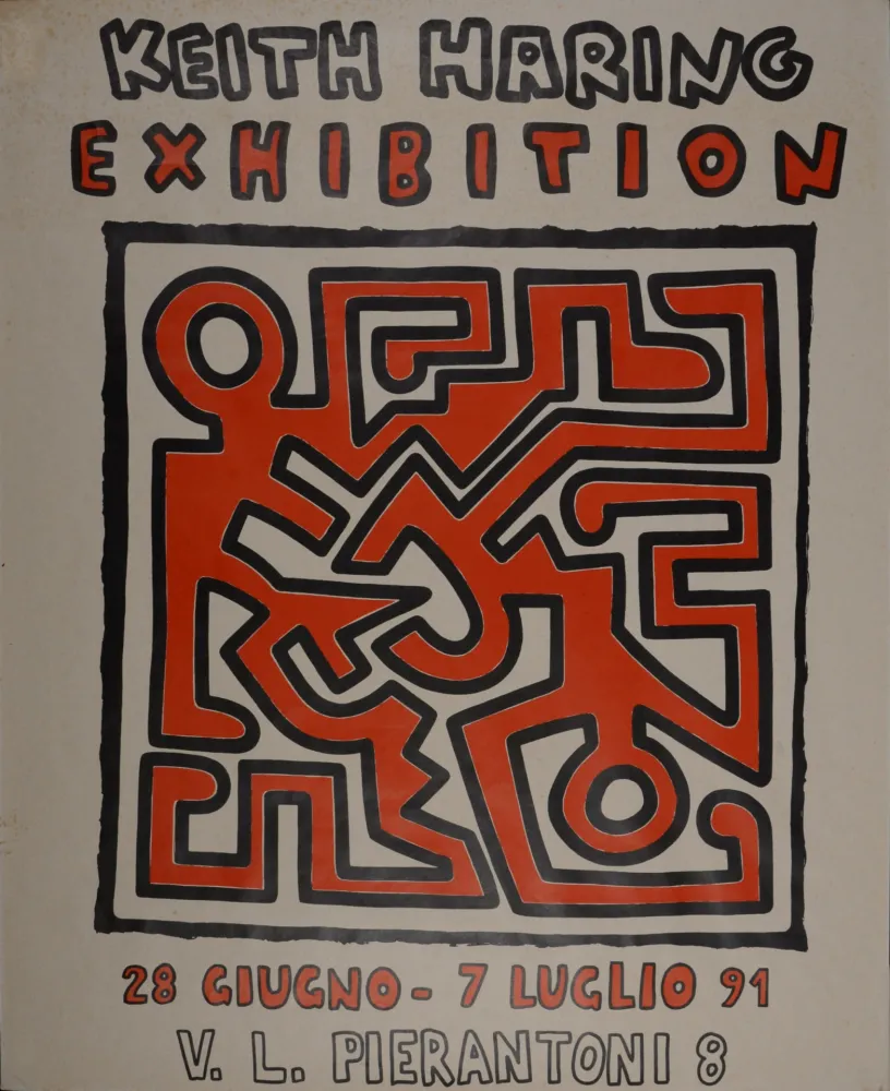 丝网印刷 Haring - Keith Haring Exhibition, 28 Giugno - 7 Luglio 91, 1991