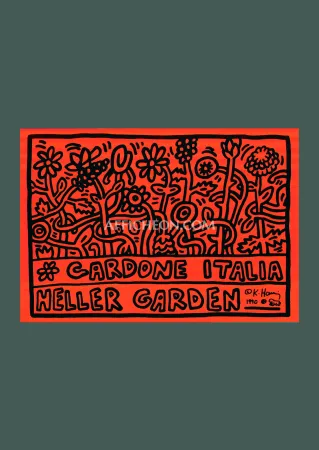 丝网印刷 Haring - Keith Haring: 'Heller Gardens' 1990 Offset-serigraph