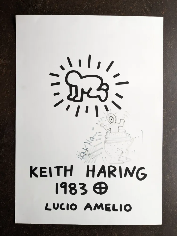 石版画 Haring - Keith Haring: 'Lucio Amelio' 1983 Offset-lithograph (Hand-signed)