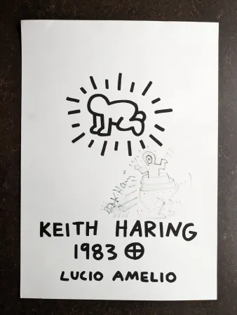 石版画 Haring - Keith Haring: 'Lucio Amelio' 1983 Offset-lithograph (Hand-signed)