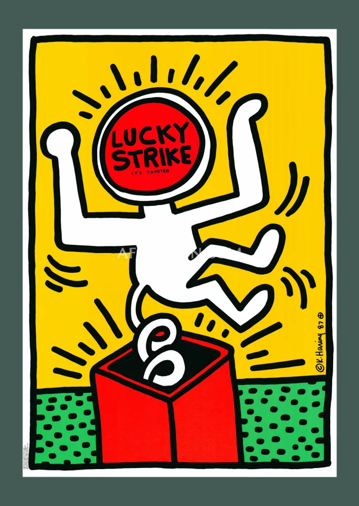 石版画 Haring - Keith Haring: 'Lucky Strike II' 1987 Offset-lithograph