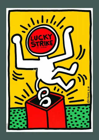 石版画 Haring - Keith Haring: 'Lucky Strike II' 1987 Offset-lithograph
