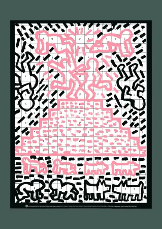 石版画 Haring - Keith Haring: 'Pyramid' 1993 Offset-lithograph