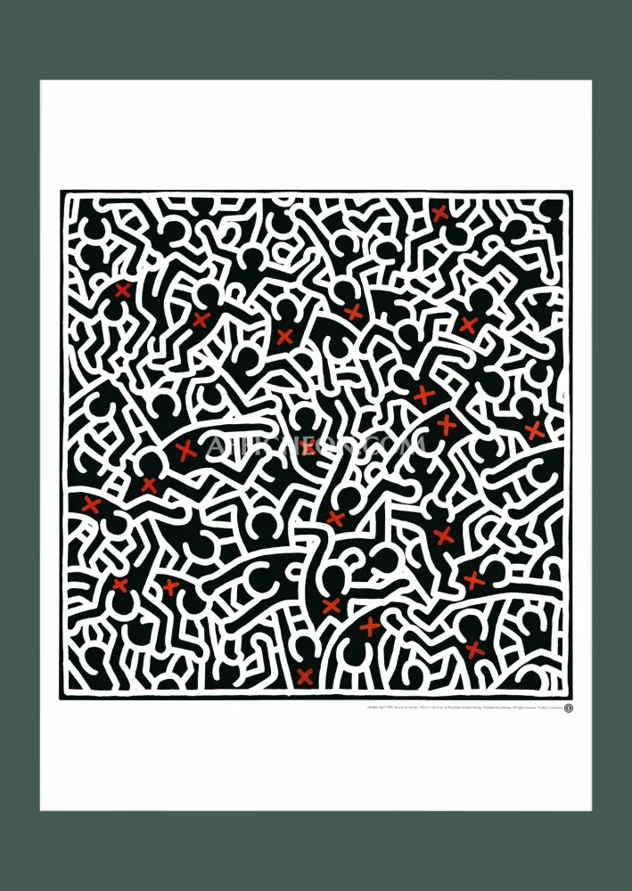 石版画 Haring - Keith Haring: 'Untitled (April 1985)' 1999 Offset-lithograph
