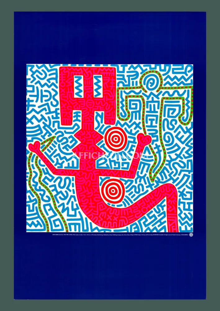 石版画 Haring - Keith Haring: 'Untitled (Blue)' 1999 Offset-lithograph