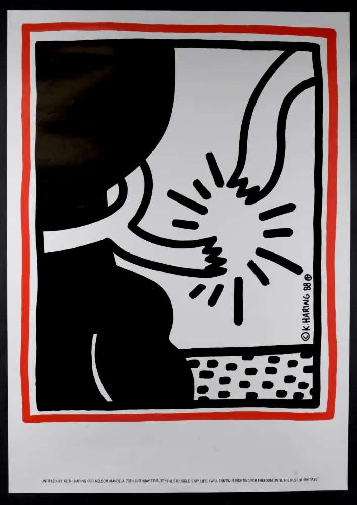 胶版印刷 Haring - Nelson Mandela's 70th Birthday Tribute, Concert Wembley, 1988