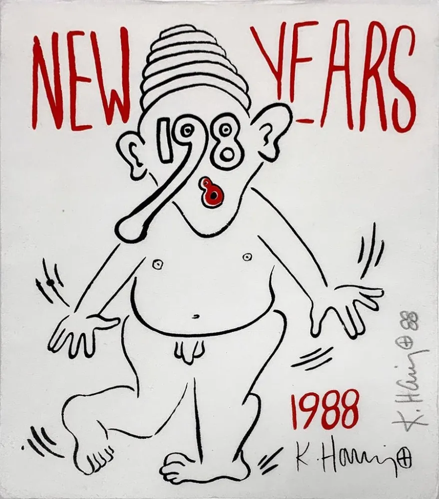 丝网印刷 Haring - New Year's Invitation '88 (Nude)