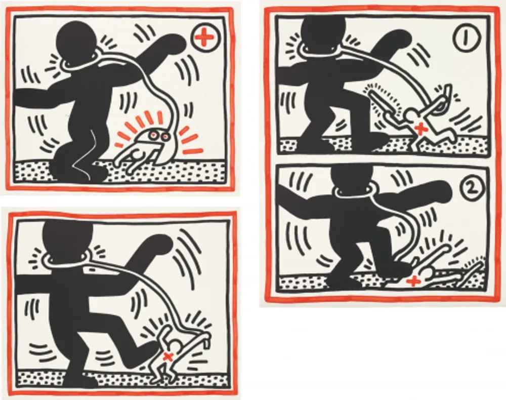 石版画 Haring - Untitled (Free South Africa)
