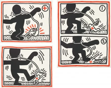 石版画 Haring - Untitled (Free South Africa)