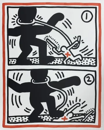 石版画 Haring - Untitled (Free South Africa #3)