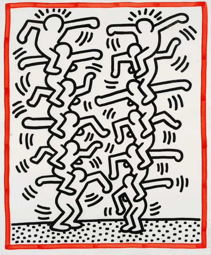 石版画 Haring - Untitled (People ladder)