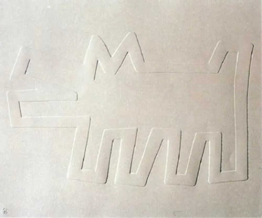 丝网印刷 Haring - White Icons: Barking Dog