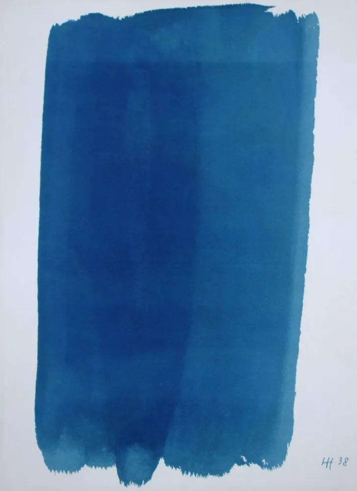 石版画 Hartung - Composition en bleu