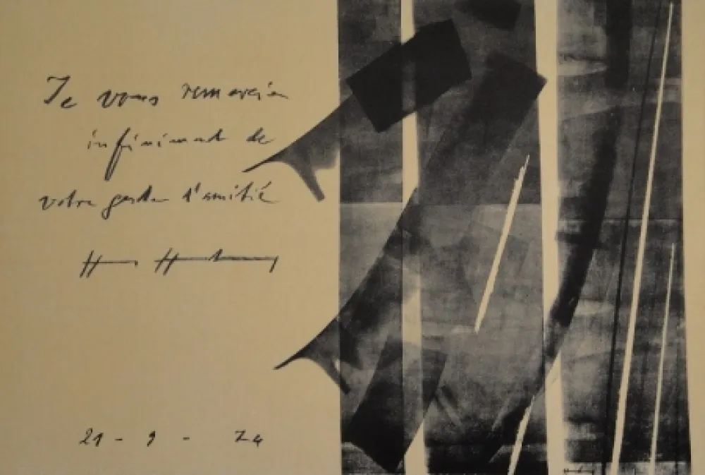 石版画 Hartung - E vous remercie infiniment de votre geste d’amitié