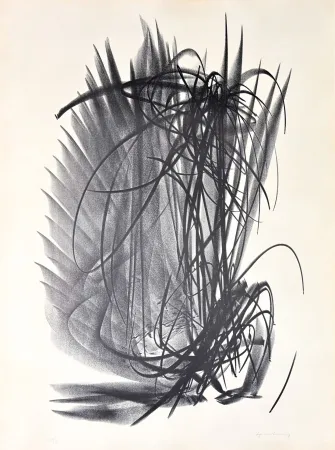 石版画 Hartung - Hans Hartung (1904–1989) – L 121 – Lithograph on BFK Rives vellum paper – 1964