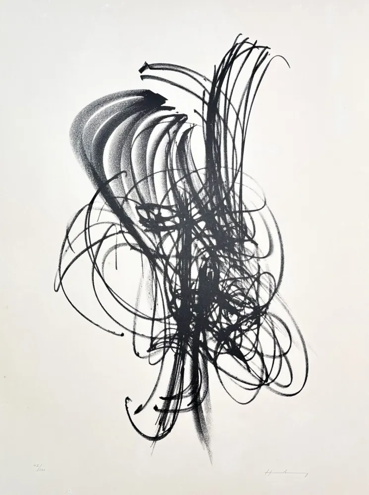 石版画 Hartung - Hans Hartung (1904–1989) – L 38 – Lithograph on BFK Rives vellum paper – 1958