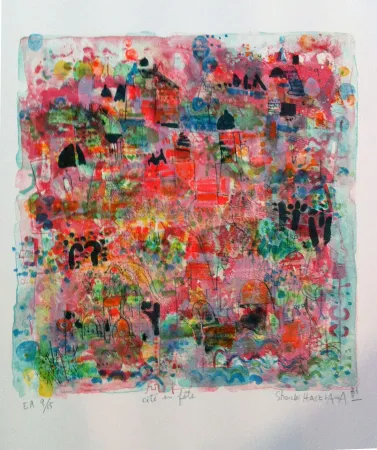 石版画 Hasegawa - Cité en fete 