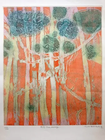 版画 Hasegawa - Fleur Sauvage/Wild Flower, Hand-signed etching in colors, 1970s