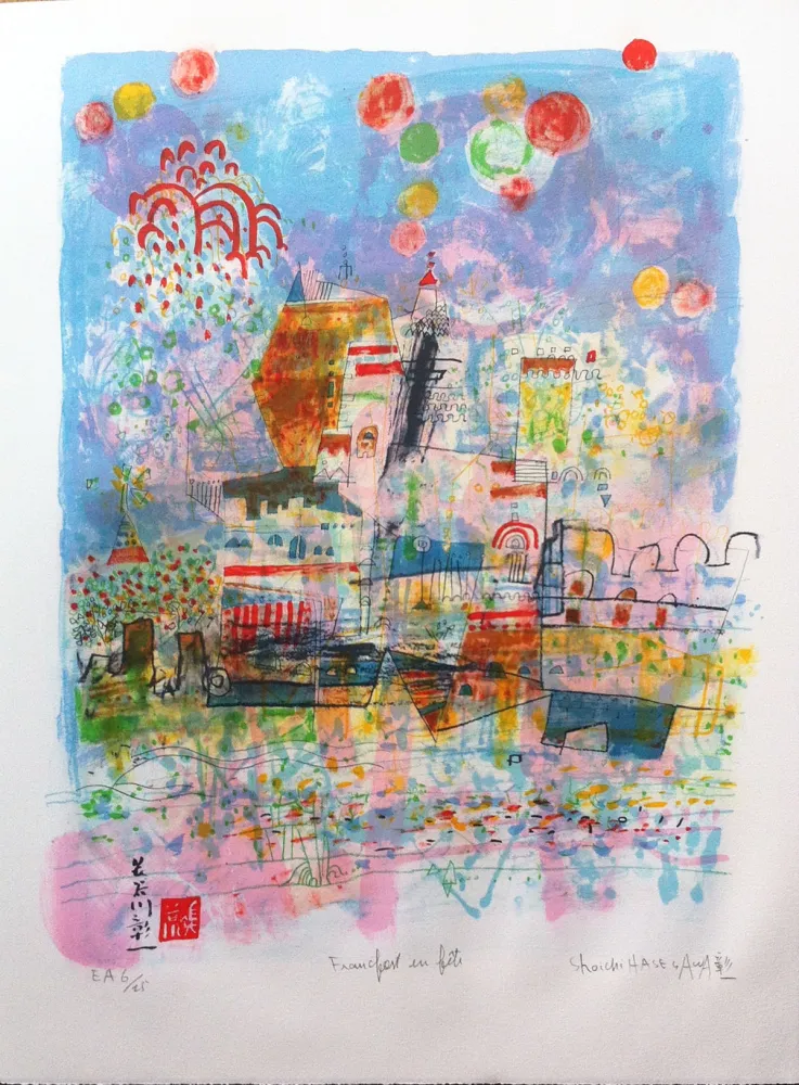 石版画 Hasegawa - Francfort en fête 