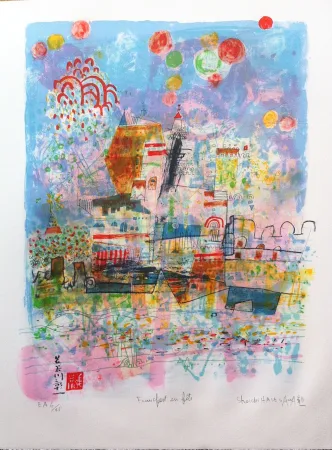 石版画 Hasegawa - Francfort en fête 