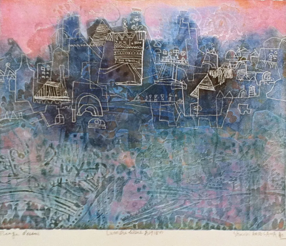 版画 Hasegawa - Lumière bleue 