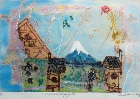 版画 Hasegawa - Mont Fujoi et le temps passé 