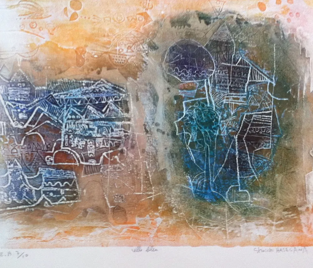 版画 Hasegawa - Ville bleue 