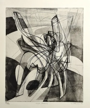 蚀刻版画 Hayter - Angels wrestling