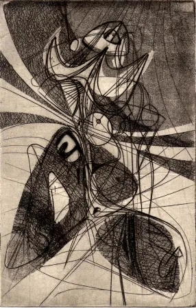 蚀刻版画 Hayter - (Greeting card for 1946-47)