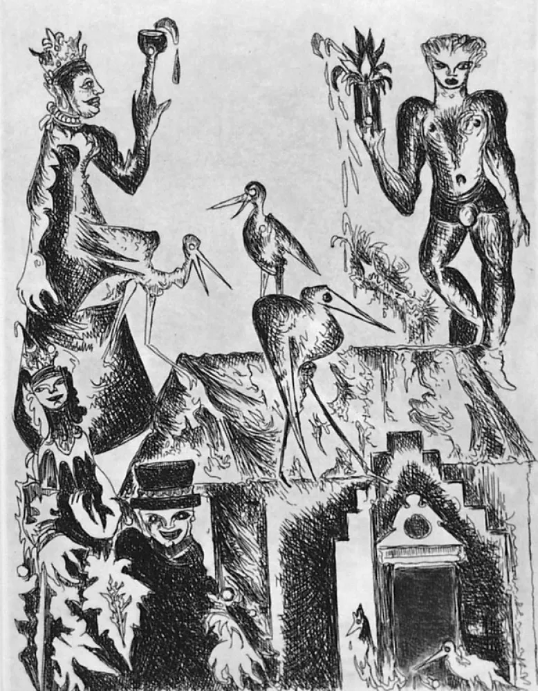 蚀刻版画 Haz - Le cicogne