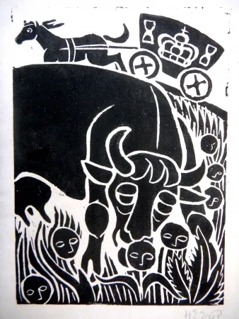 油毡版画 Heerup - Grass I