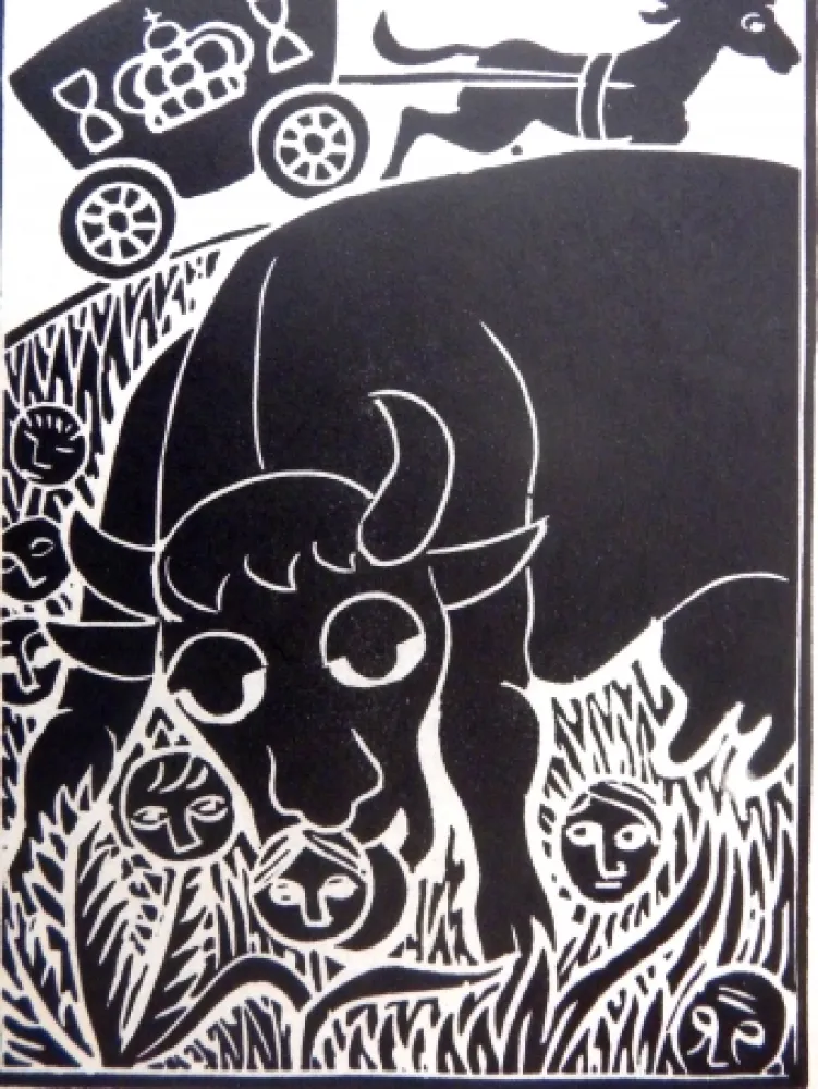 油毡版画 Heerup - Grass II