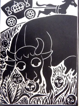 油毡版画 Heerup - Grass II