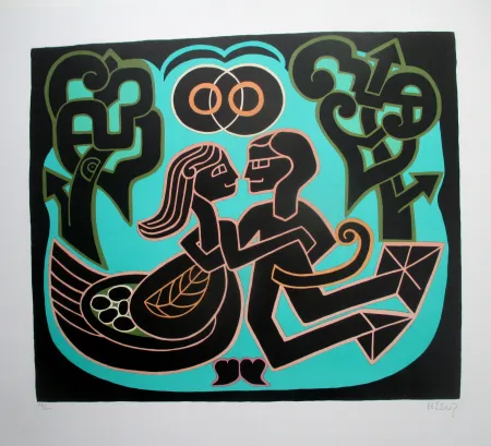 石版画 Heerup - Love in the Ornamental Forest