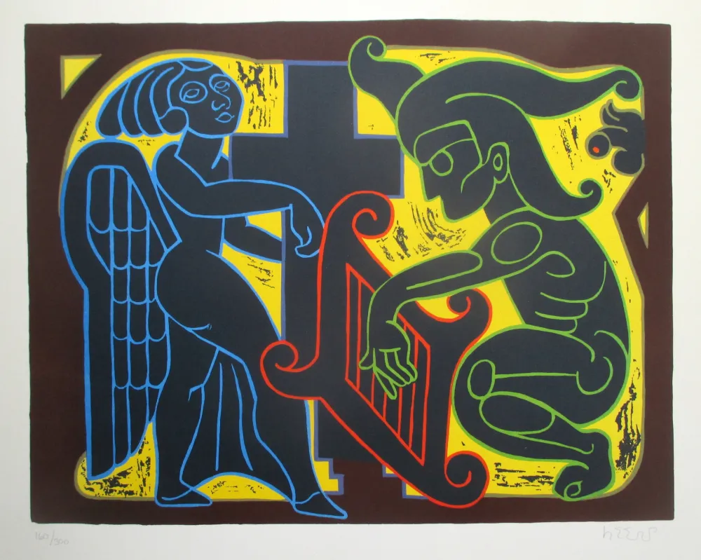 石版画 Heerup - The Angel and the Jester