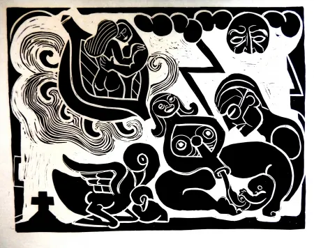 油毡版画 Heerup - The Boat of Love