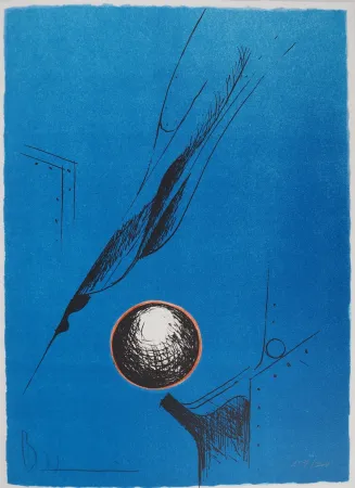 石版画 Heiliger - Composition Bleu à la sphère
