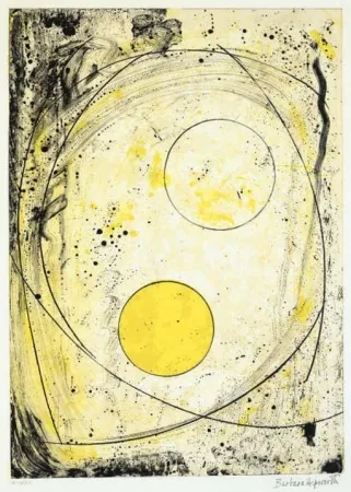 石版画 Hepworth - Composition in black and Yellow